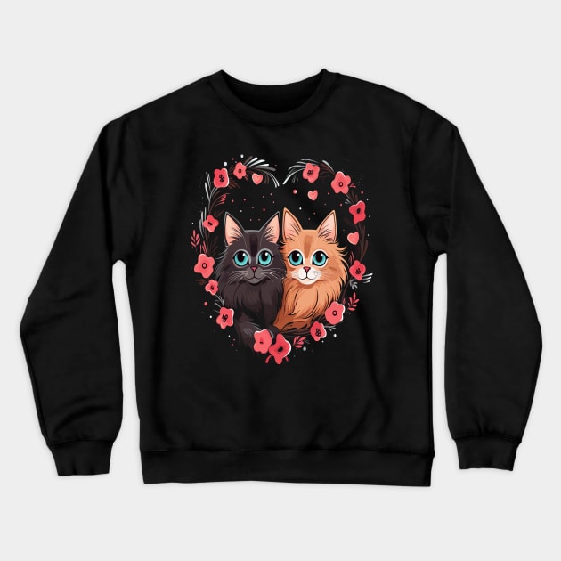 Somali Cat Couple Valentine Crewneck Sweatshirt by JH Mart